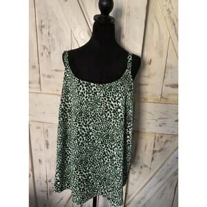 BAR III Women’s Green Cheetah‎ Print Tank Top Size 2X